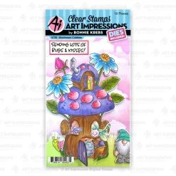 Art Impressions Critter Cubbies Clear Stamp & Die Set - Mushroom Cubbies