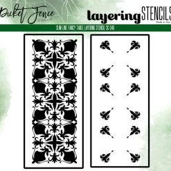 Picket Fence Studios - Slim Line Fancy Table 4x10 Inch Layering Stencils (2pcs)