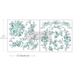 PRIMA MARKETING INC Re-Design With Prima - Minty Roses 12x12 Inch Maxi Transfers (2pcs)