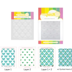 Waffle Flower Stencil - Quilted Hearts Coloring Stencil Duo