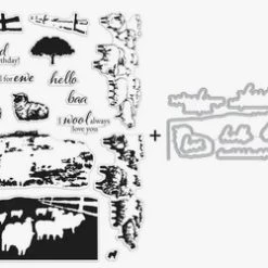 Hero Arts Clear Stamp & Die Combo - Sheep Herd HeroScape Bundle