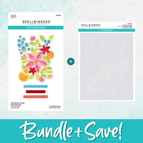Spellbinders - Christmas Florals Die And Stencil Bundle 1 Spellbinders - Christmas Florals Die And Stencil Bundle